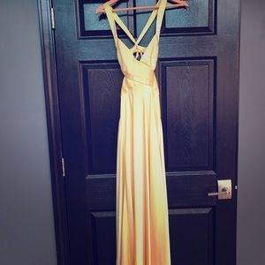 BCBG canary yellow long dress! Worn once.